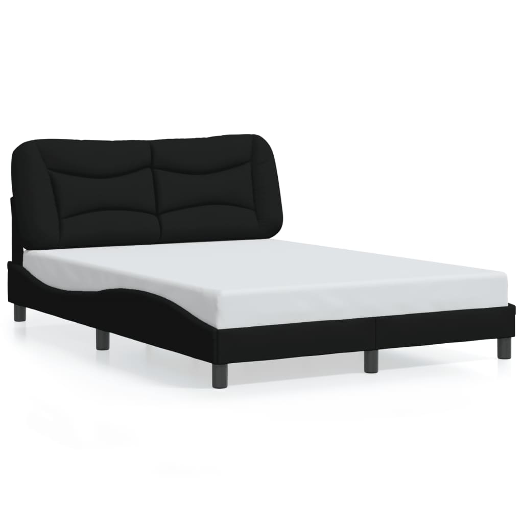 vidaXL Estrutura de cama c/ luzes LED 140x190 cm tecido preto