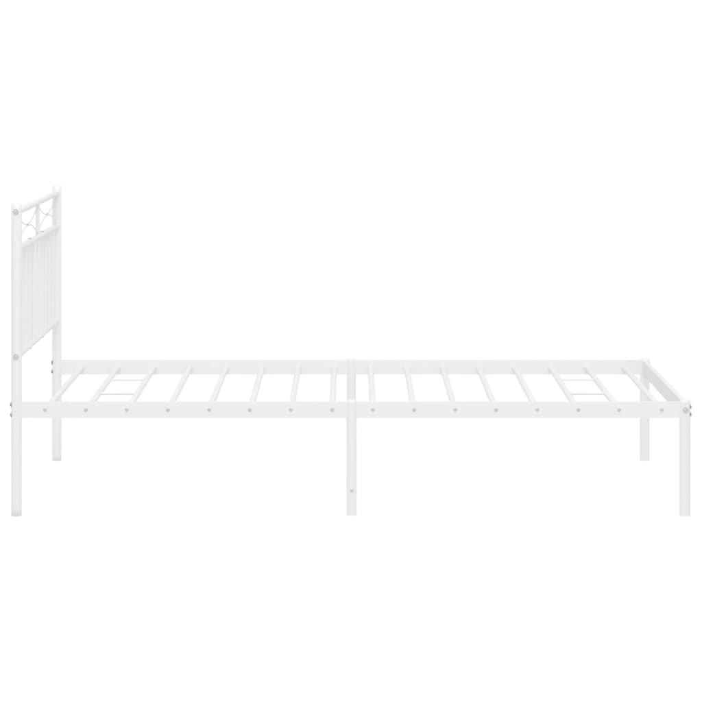 vidaXL Estrutura de cama em metal com cabeceira 107x203 cm branco