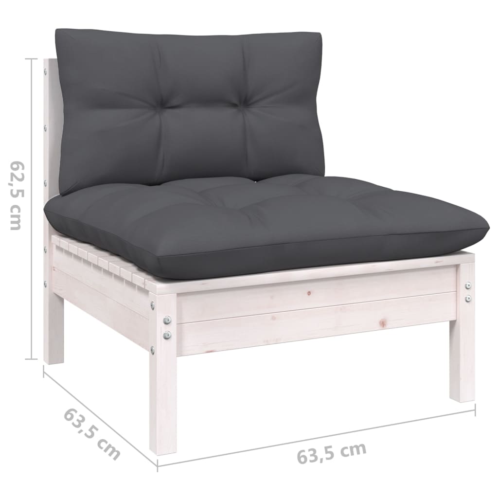 vidaXL 5 pcs conjunto lounge de jardim c/ almofadões pinho maciço