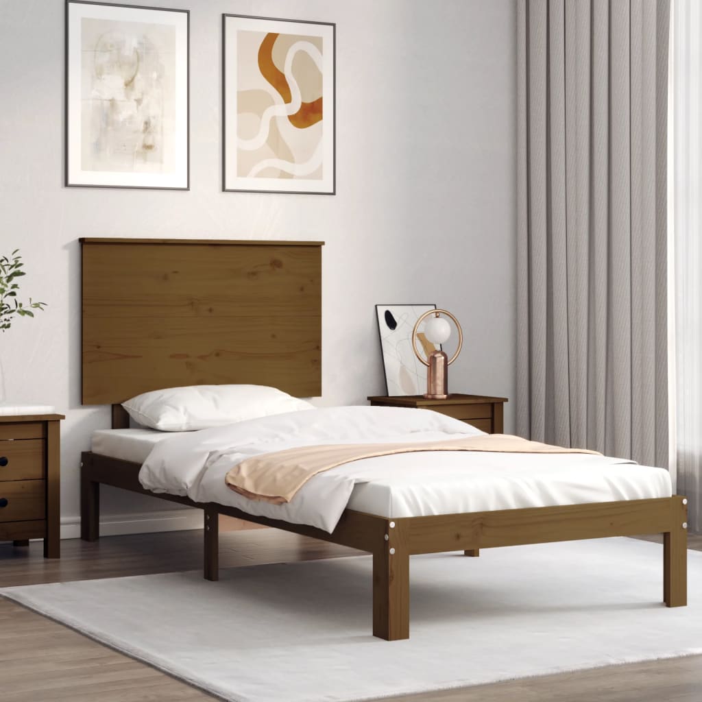 vidaXL Estrutura cama cabeceira 100x200cm madeira maciça castanho-mel