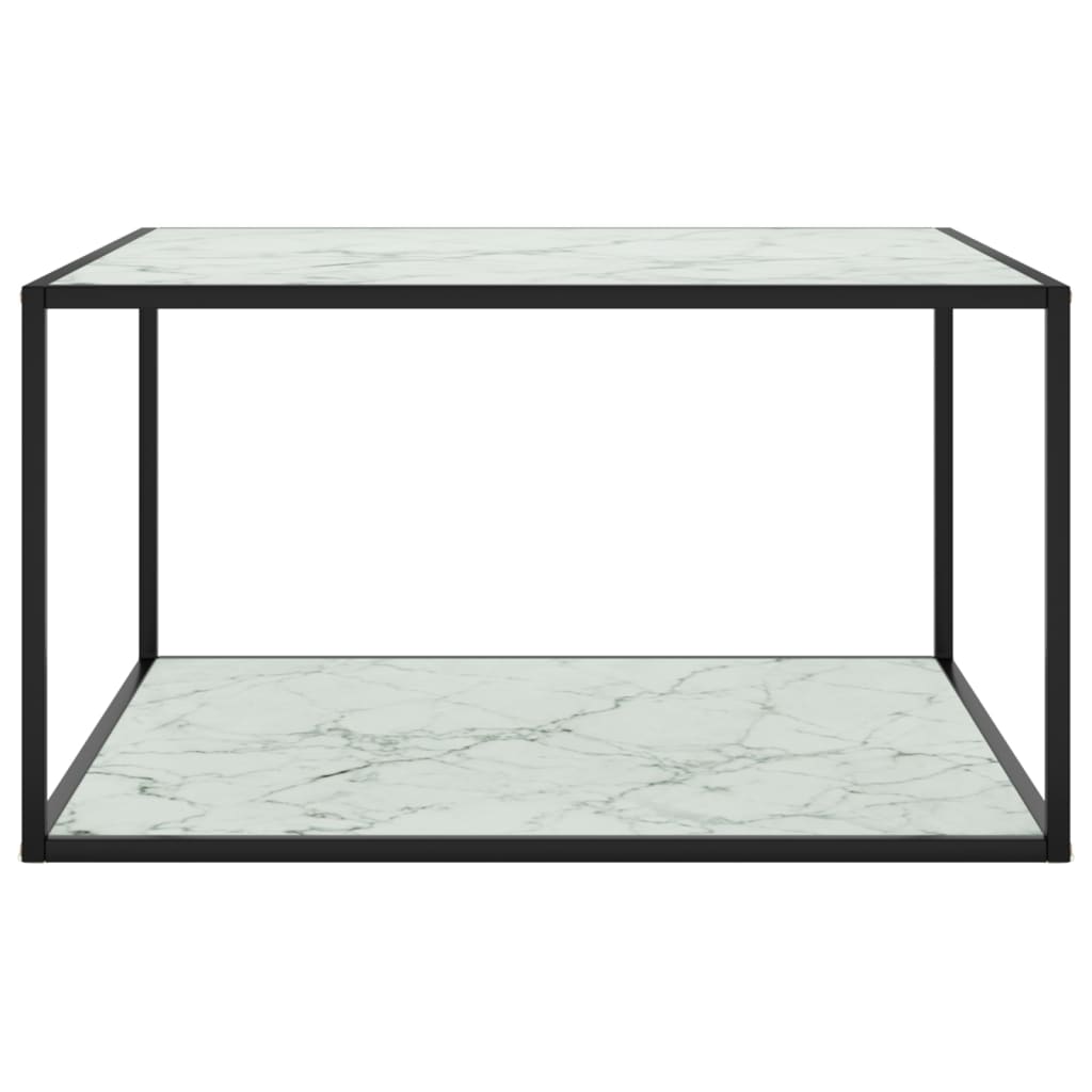 vidaXL Mesa de centro 90x90x50 cm preto com vidro marmorizado branco