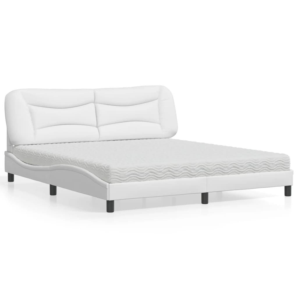 vidaXL Cama com colchão 180x200 cm couro artificial branco