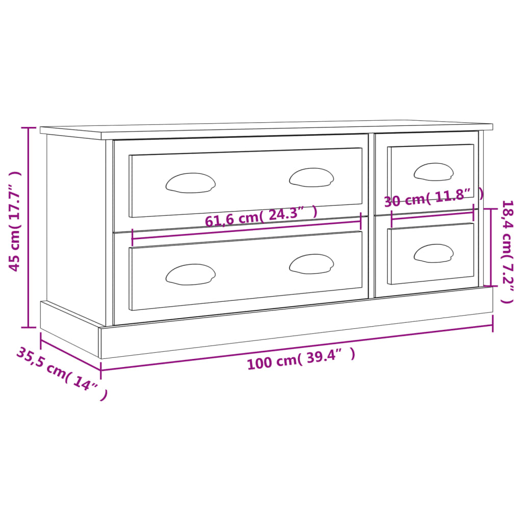 vidaXL Móvel p/ TV 100x35,5x45 cm derivados de madeira carvalho sonoma