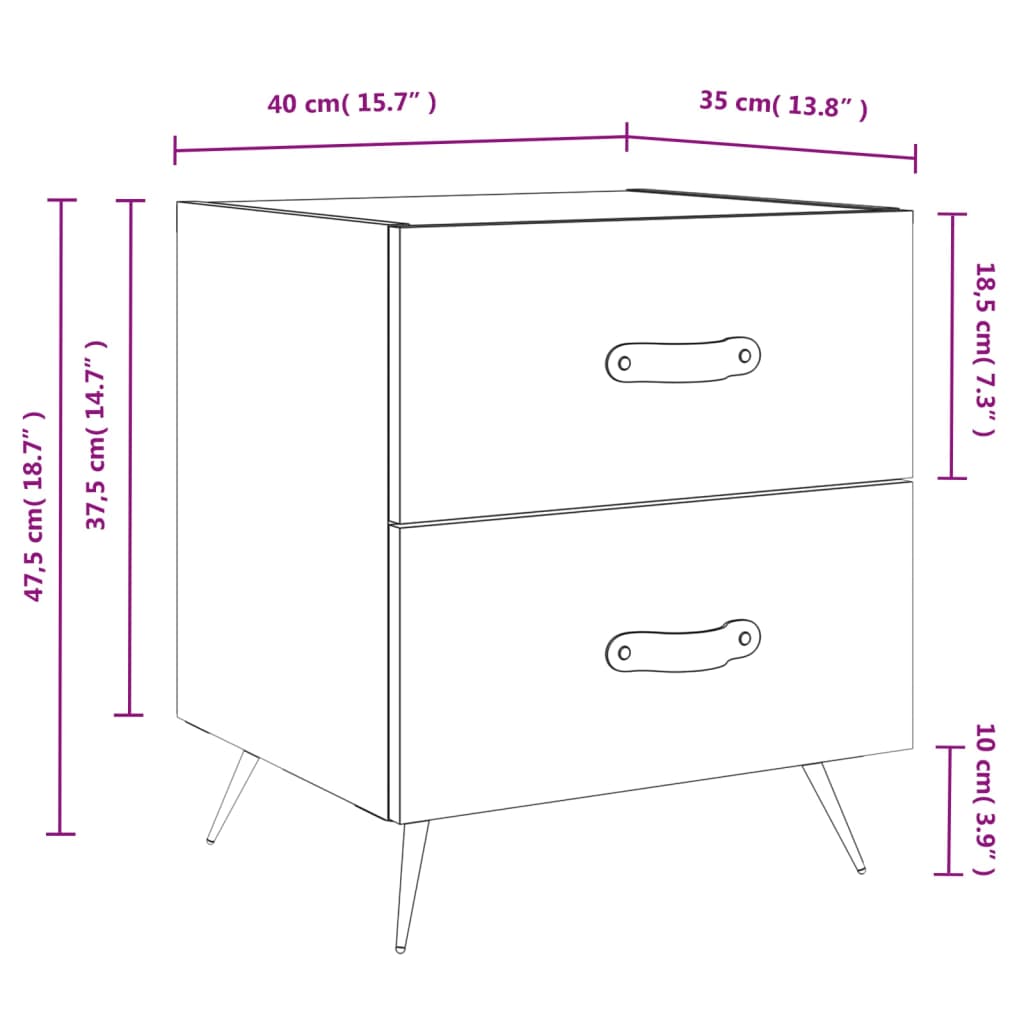 vidaXL Mesas de cabeceira 2 pcs derivados de madeira sonoma cinza