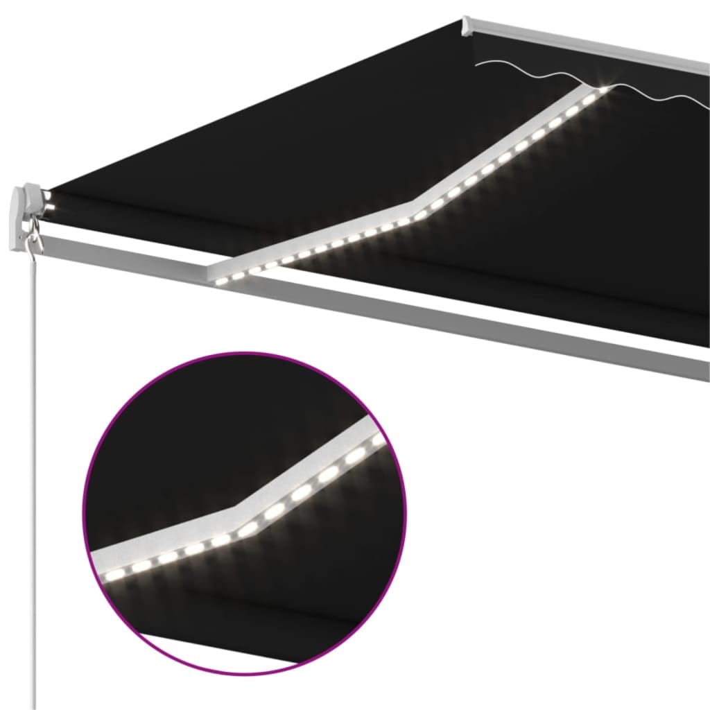 vidaXL Toldo retrátil manual com LED 600x350 cm antracite