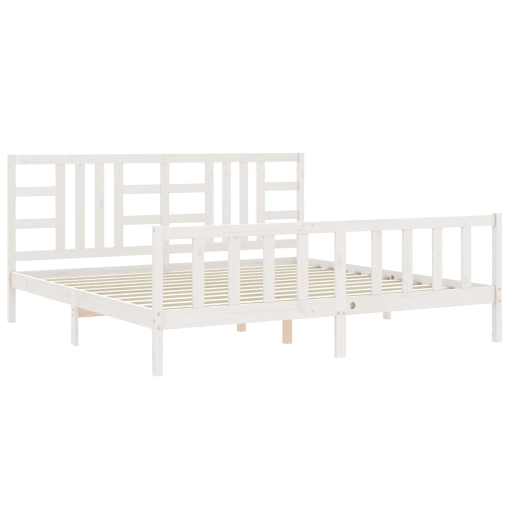 vidaXL Estrutura de cama com cabeceira 200x200cm madeira maciça branco