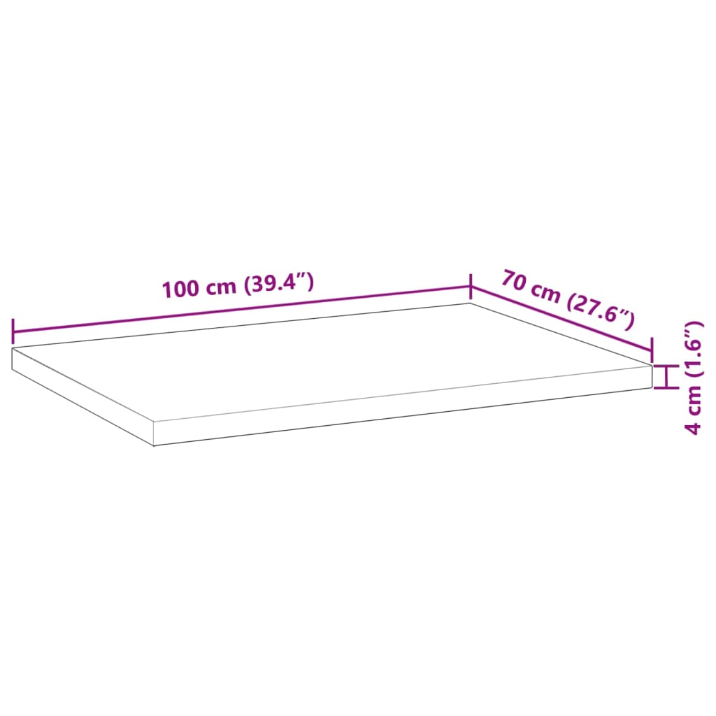 vidaXL Tampo de secretária 100x70x4 cm acácia maciça não tratada