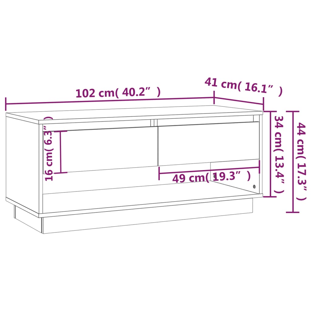 vidaXL Móvel de TV 102x41x44 cm derivados de madeira preto