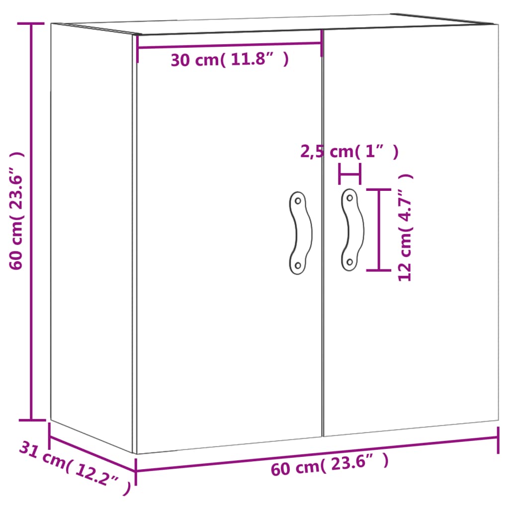 vidaXL Armário de parede 60x31x60 cm derivados de madeira branco