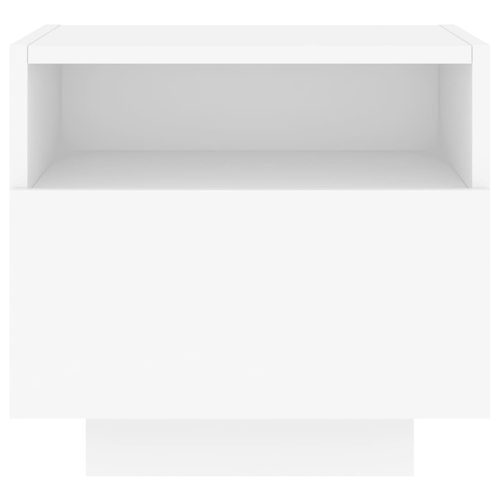 vidaXL Mesa de cabeceira com luzes LED 40x39x37 cm branco