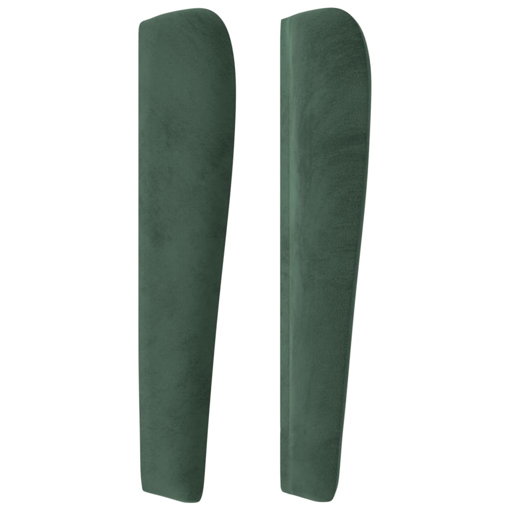 vidaXL Cabeceira cama c/ abas veludo 163x23x118/128 cm verde-escuro