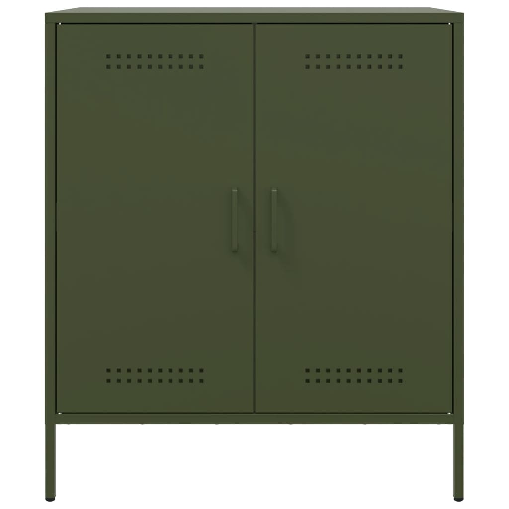 vidaXL Aparador 68x39x79 cm aço verde azeitona