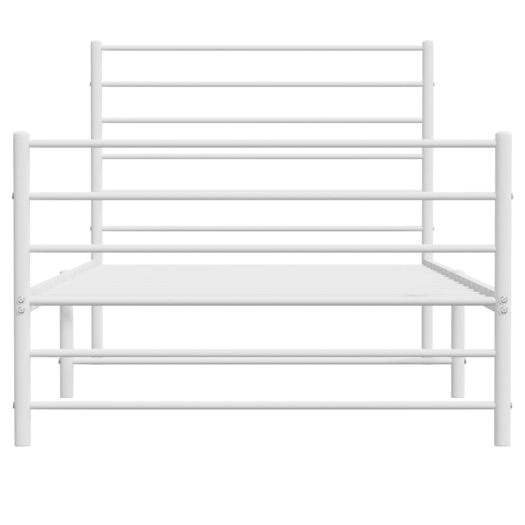 vidaXL Estrutura de cama com cabeceira e pés 90x200 cm metal branco