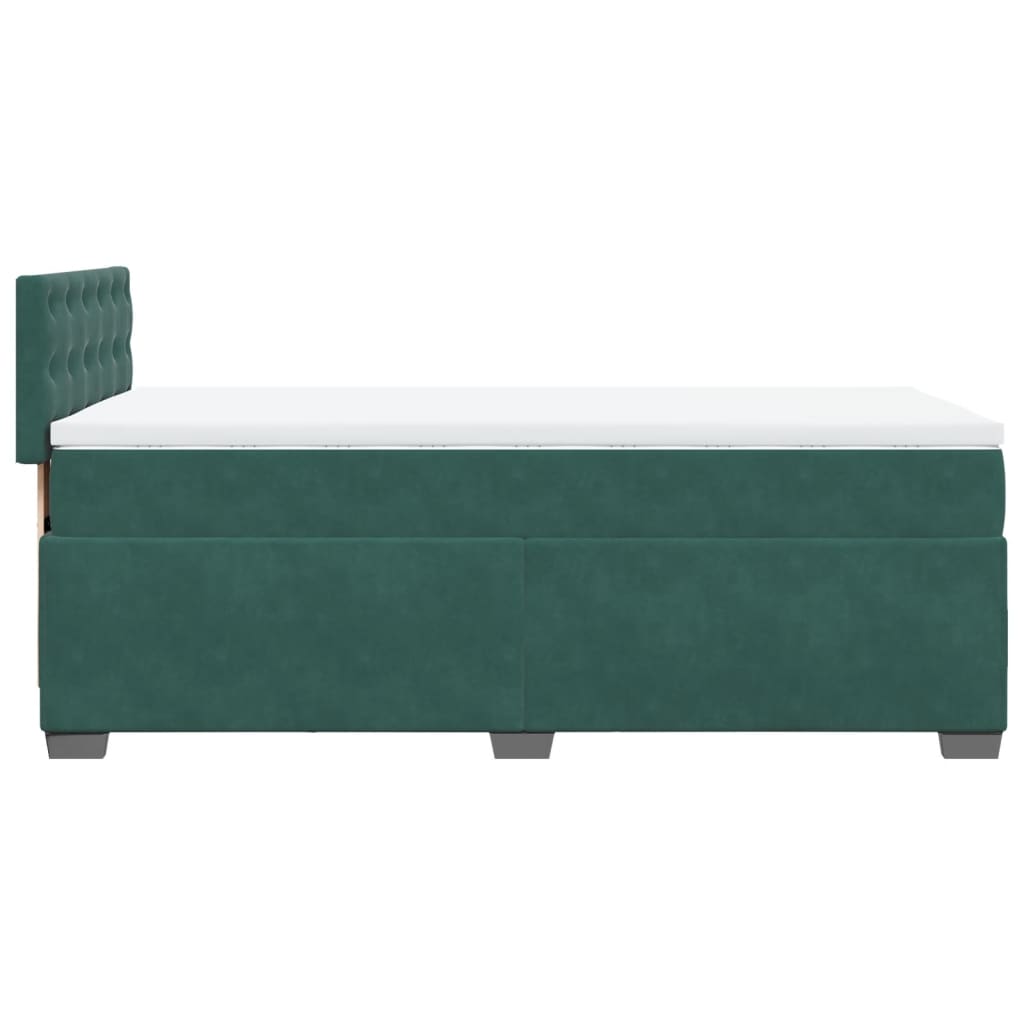 vidaXL Cama com molas/colchão 100x200 cm veludo verde-escuro