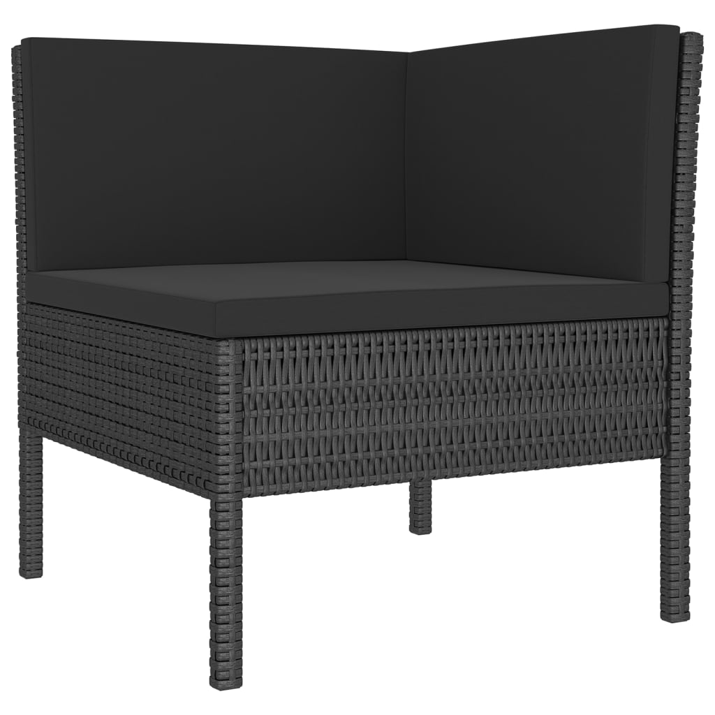 vidaXL 11 pcs conjunto lounge de jardim c/ almofadões vime PE preto