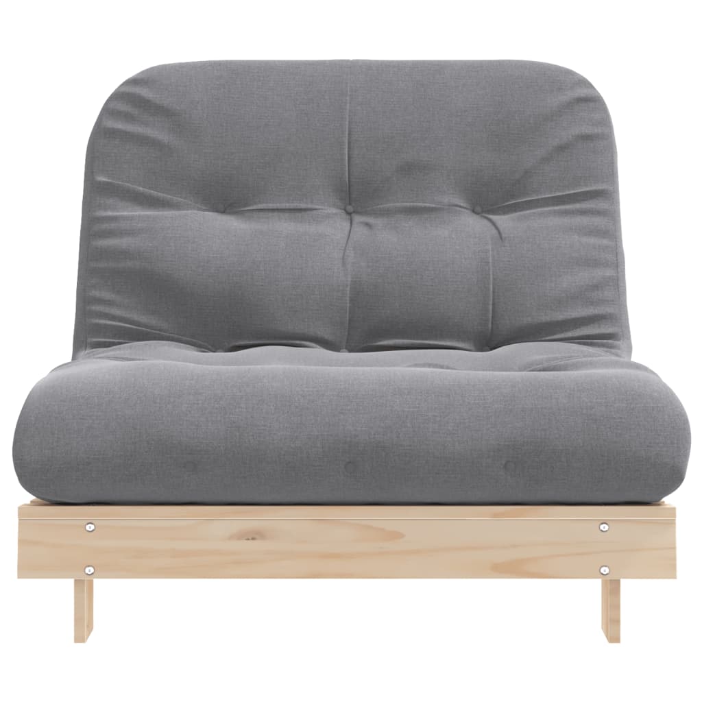 vidaXL Sofá-cama futon com colchão 100x206x11 cm madeira pinho maciça