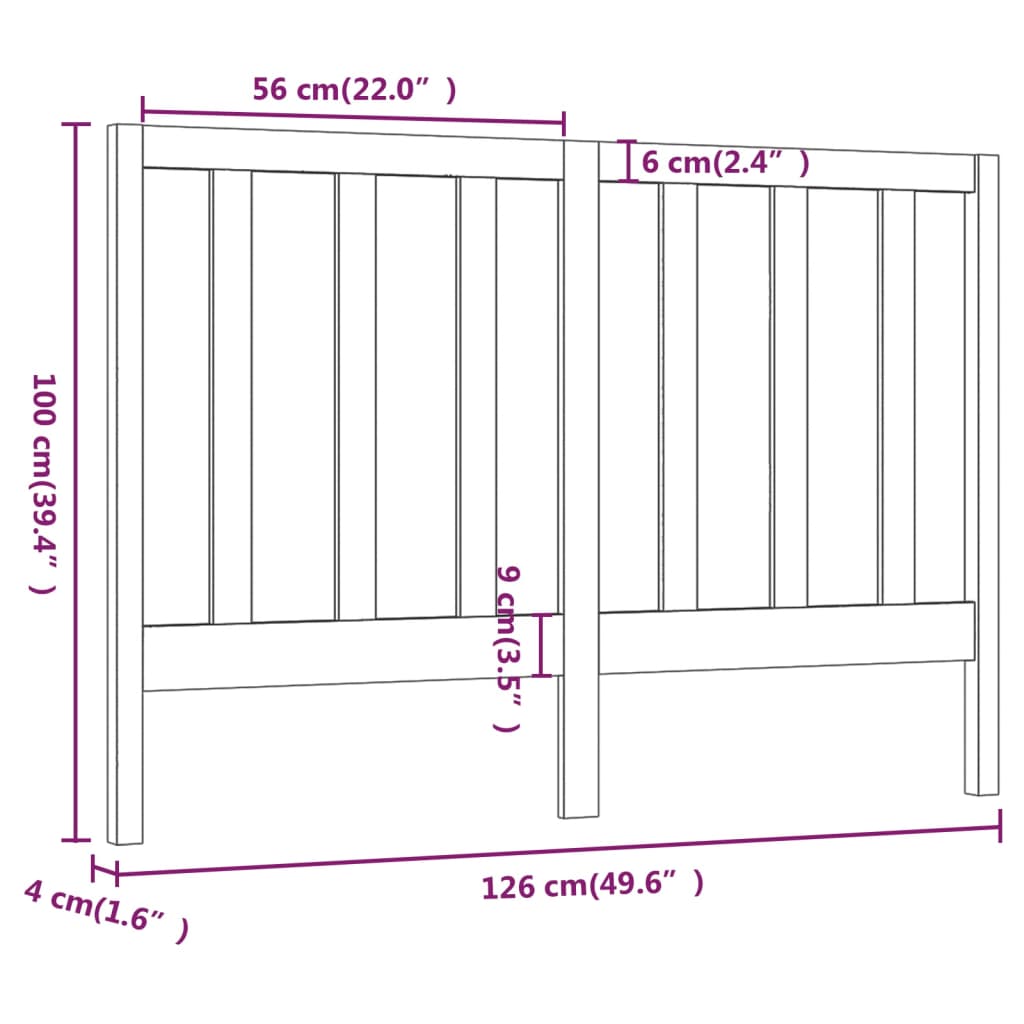 vidaXL Cabeceira de cama 126x4x100 cm pinho maciço castanho mel