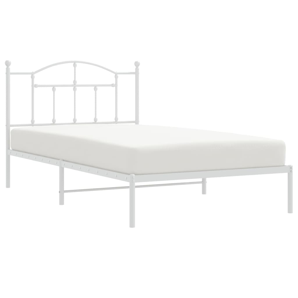 vidaXL Estrutura de cama com cabeceira 100x200 cm metal branco