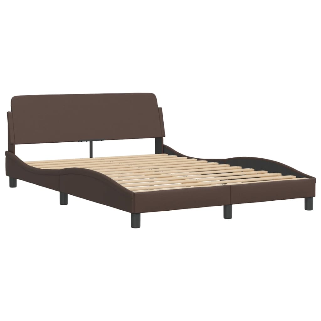 vidaXL Estrutura cama c/ cabeceira 120x200cm couro artificial castanho