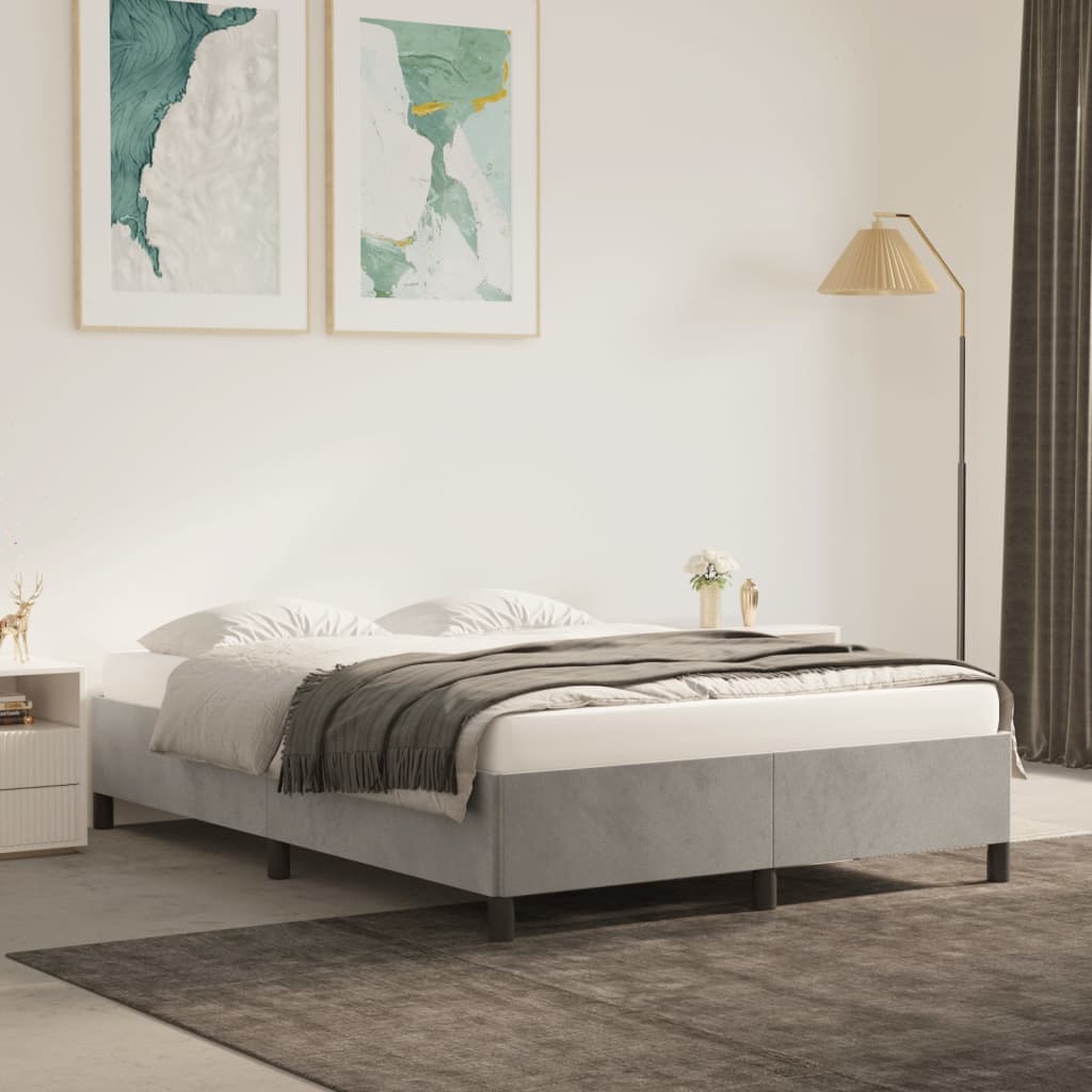 vidaXL Estrutura de cama 140x190 cm veludo cinzento-claro