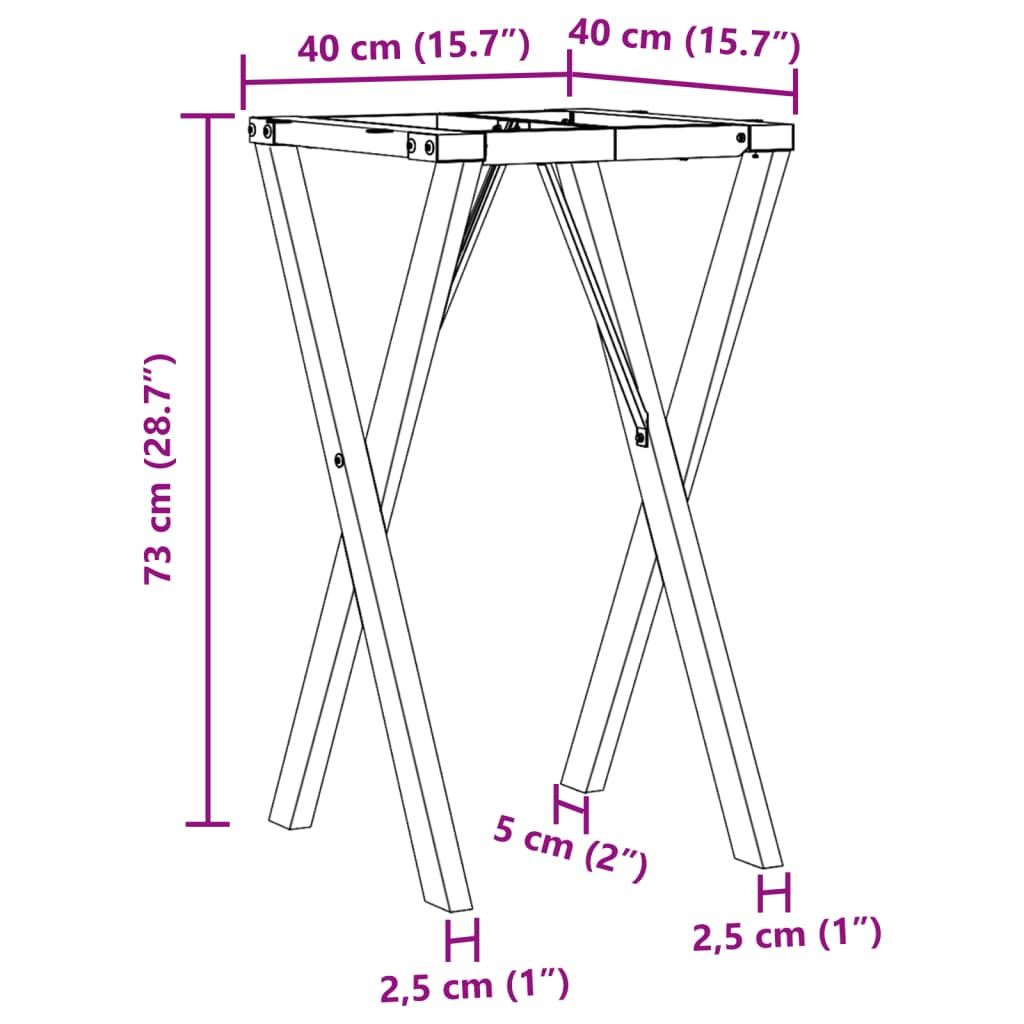 vidaXL Pernas para mesa de jantar estrutura em X ferro fundido