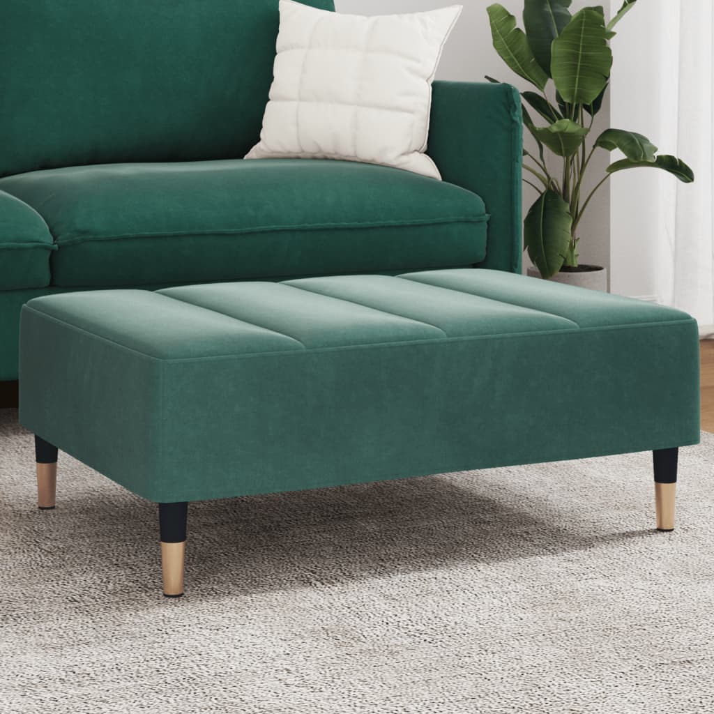 vidaXL Apoio de pés 77x55x31 cm veludo verde-escuro