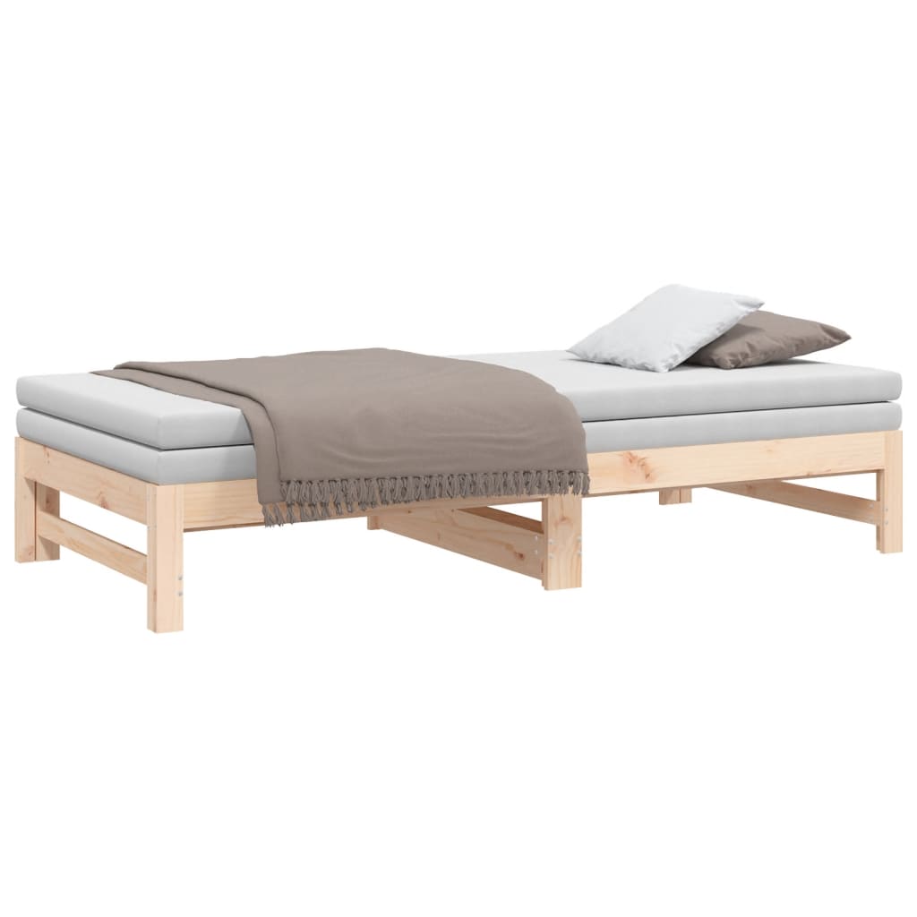 vidaXL Sofá-cama de puxar 2x(75x190) cm madeira de pinho maciça