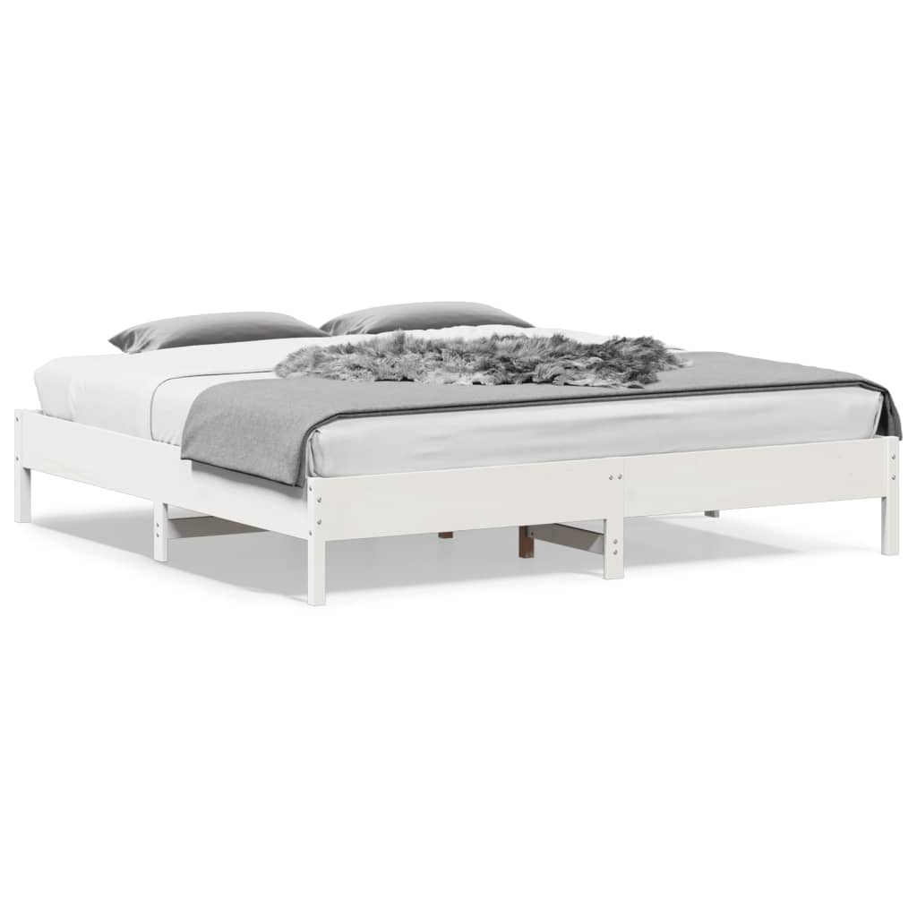 vidaXL Cama sem colchão 200x200 cm madeira de pinho maciça branco