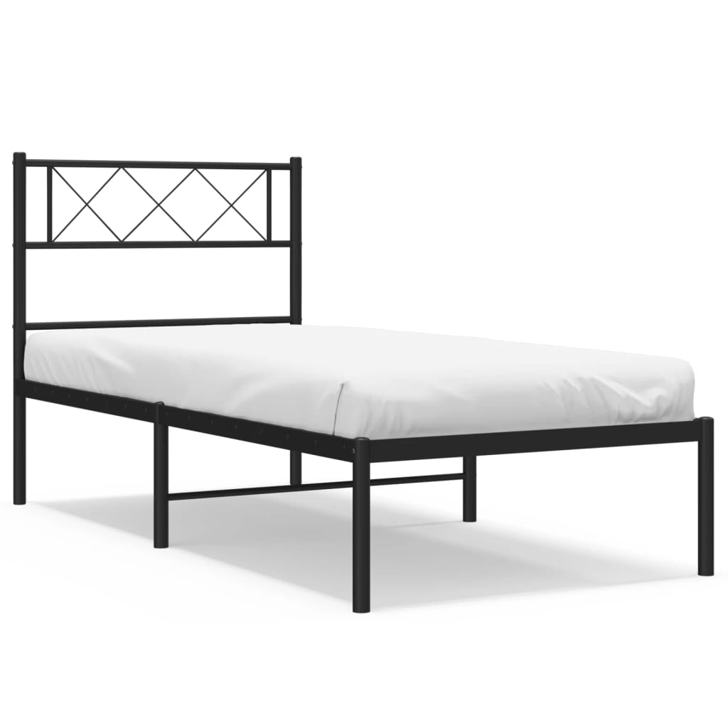 vidaXL Estrutura de cama com cabeceira 100x190 cm metal preto