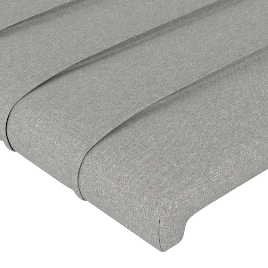 vidaXL Cabeceira de cama c/ luzes LED tecido 83x16x78/88cm cinza-claro