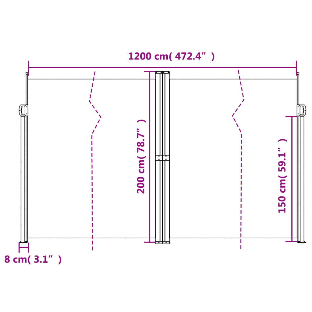 vidaXL Toldo lateral retrátil 200x1200 cm azul