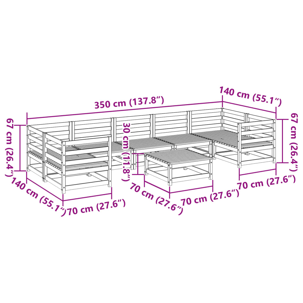 vidaXL 8 pcs conj. sofás jardim madeira abeto-de-douglas