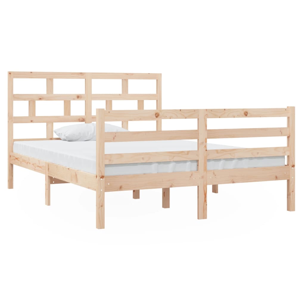 vidaXL Estrutura de cama casal 135x190 cm madeira maciça