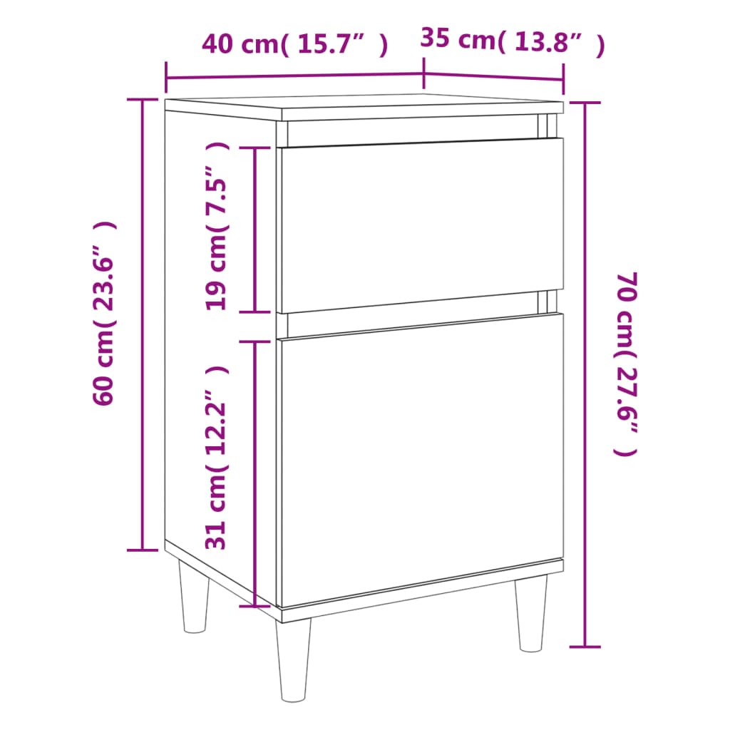 vidaXL Mesas de cabeceira 2 pcs 40x35x70 cm cinzento sonoma