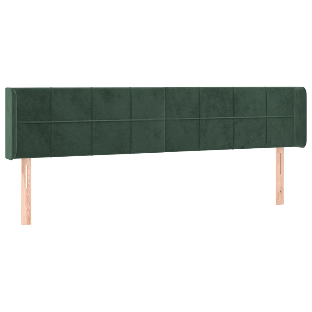 vidaXL Cabeceira de cama c/ abas veludo 203x16x78/88cm verde-escuro