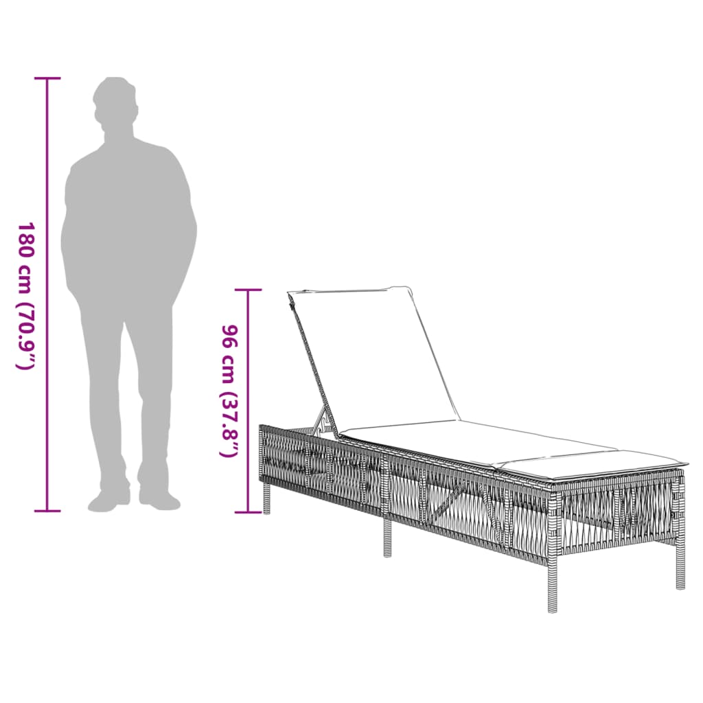 vidaXL Espreguiçadeira com almofadões 2 pcs vime PE cinzento-claro