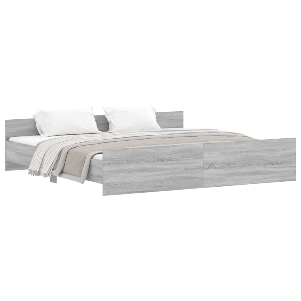 vidaXL Estrutura de cama c/ painéis de cabeceira e pés cinzento sonoma