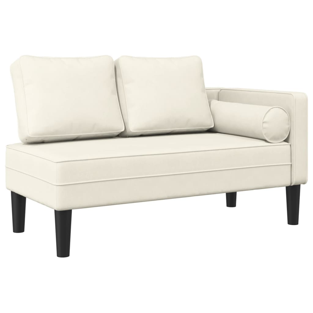 vidaXL Chaise lounge com almofadões veludo creme