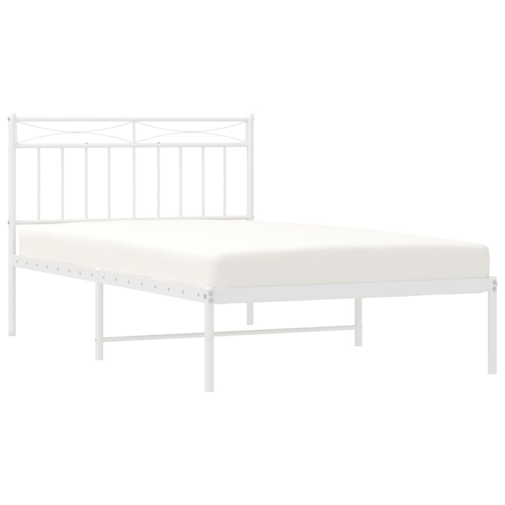 vidaXL Estrutura de cama em metal com cabeceira 107x203 cm branco