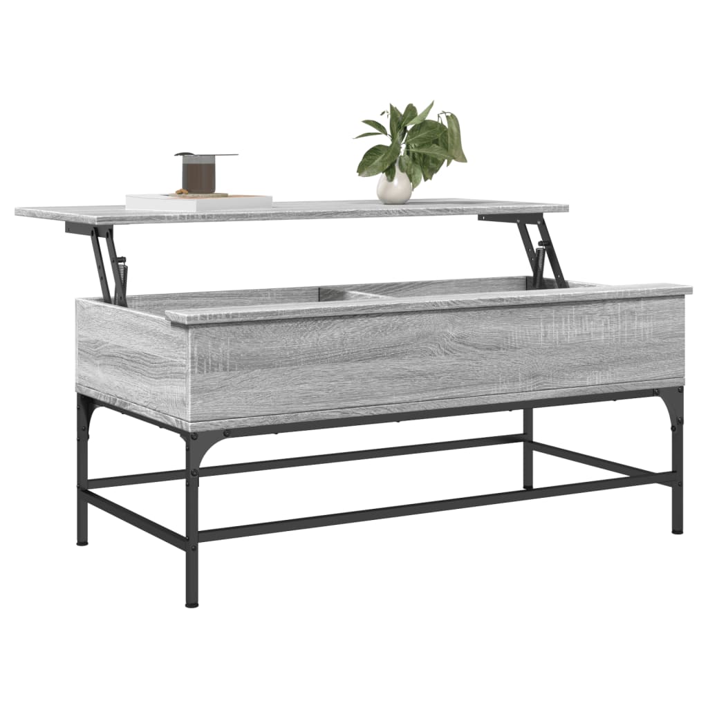 vidaXL Mesa de centro 100x50x45cm derivados madeira/metal cinza sonoma