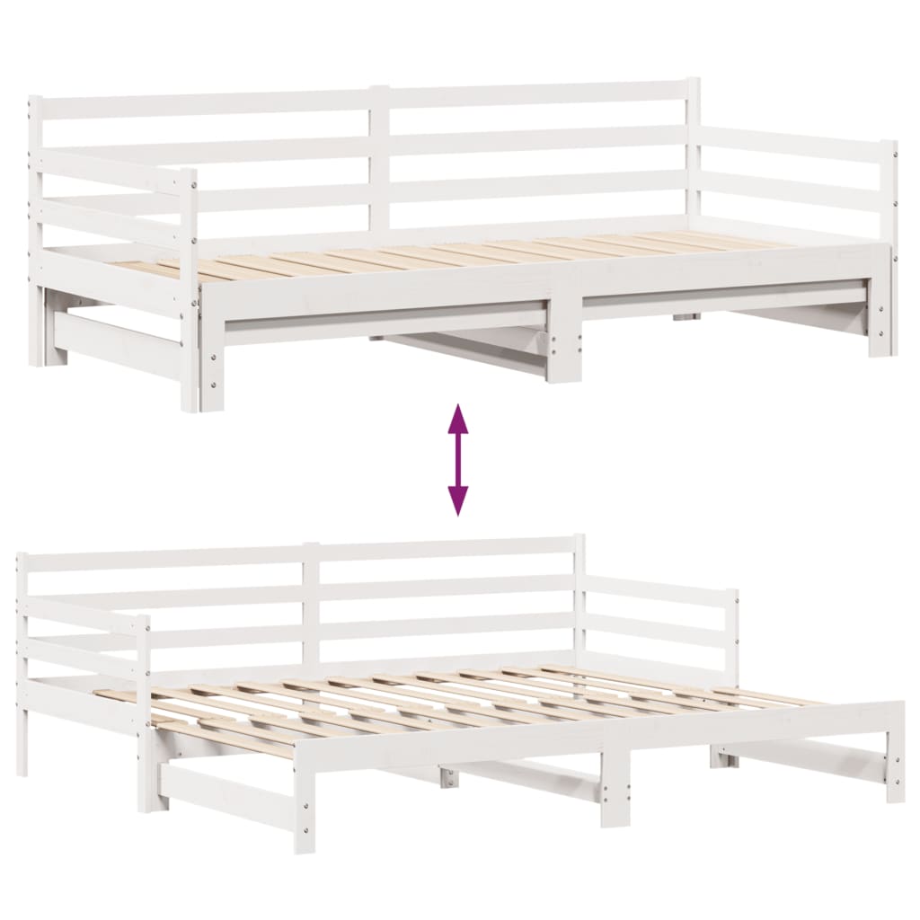 vidaXL Sofá-cama c/ gavetão e gavetas branco 90x190cm madeira de pinho