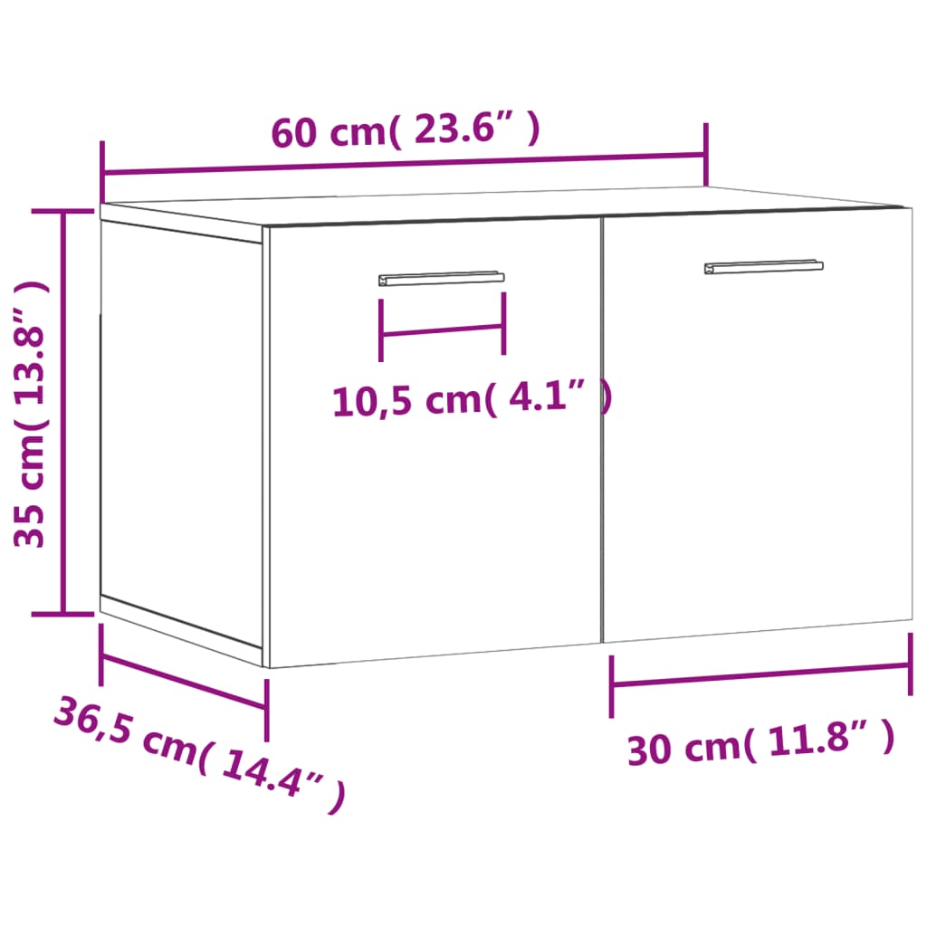 vidaXL Armário parede 60x36,5x35 cm derivados madeira cinzento cimento