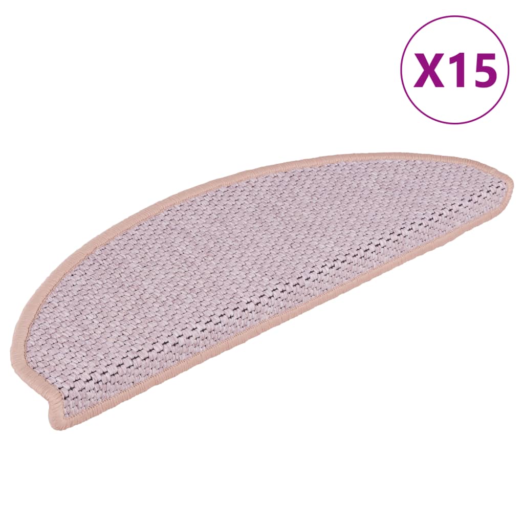 vidaXL Tapetes escada adesivos aspeto sisal 15 pcs 56x17x3 cm vermelho