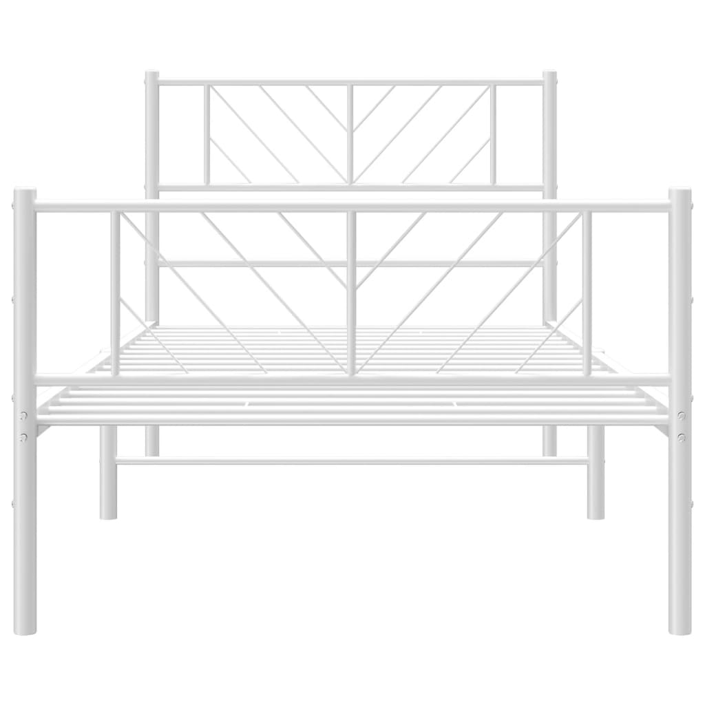 vidaXL Estrutura de cama com cabeceira e pés 107x203 cm metal branco