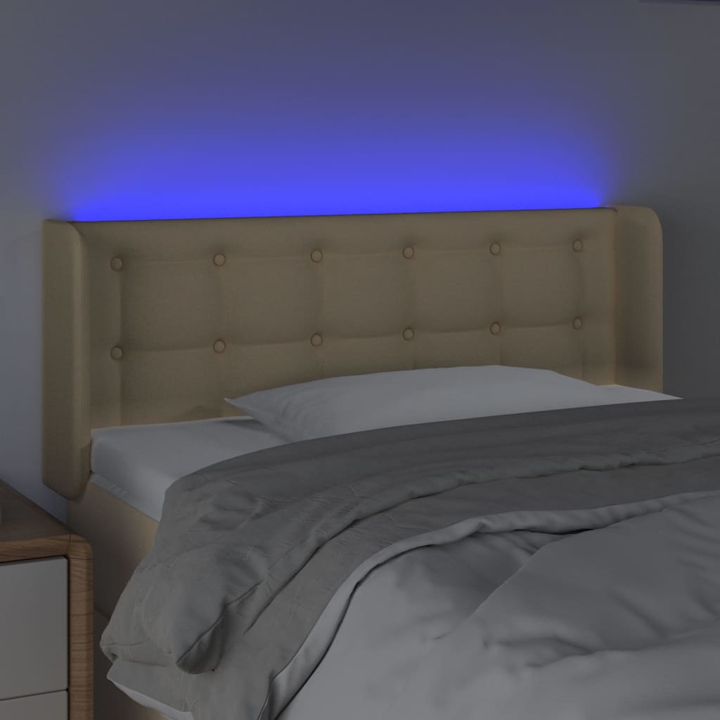 vidaXL Cabeceira de cama c/ luzes LED tecido 83x16x78/88 cm cor creme