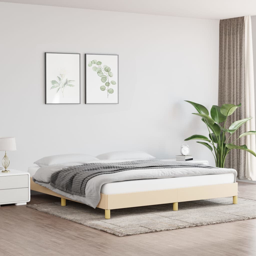 vidaXL Estrutura de cama sem colchão 180x200 cm tecido cor creme