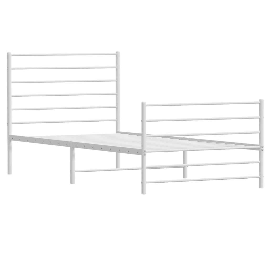 vidaXL Estrutura de cama com cabeceira e pés 90x200 cm metal branco