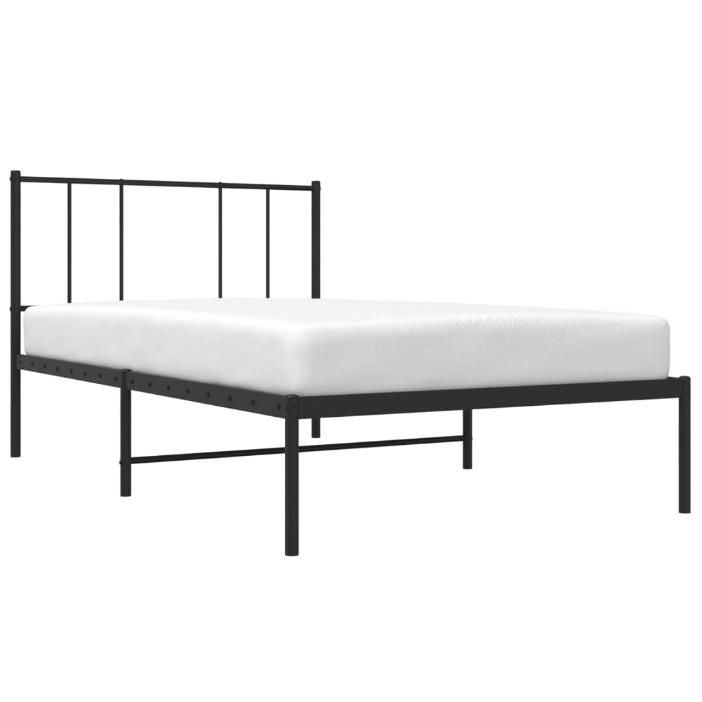 vidaXL Estrutura de cama com cabeceira 100x200 cm metal preto