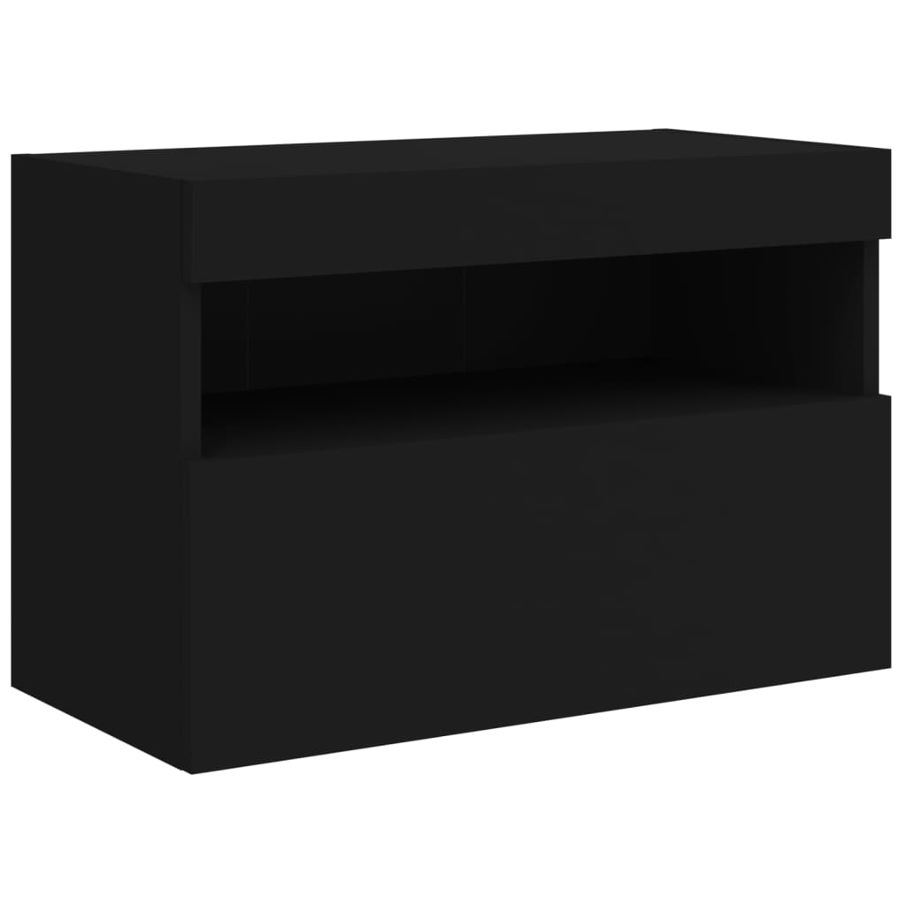 vidaXL Móvel de parede para TV com luzes LED 60x30x40 cm preto