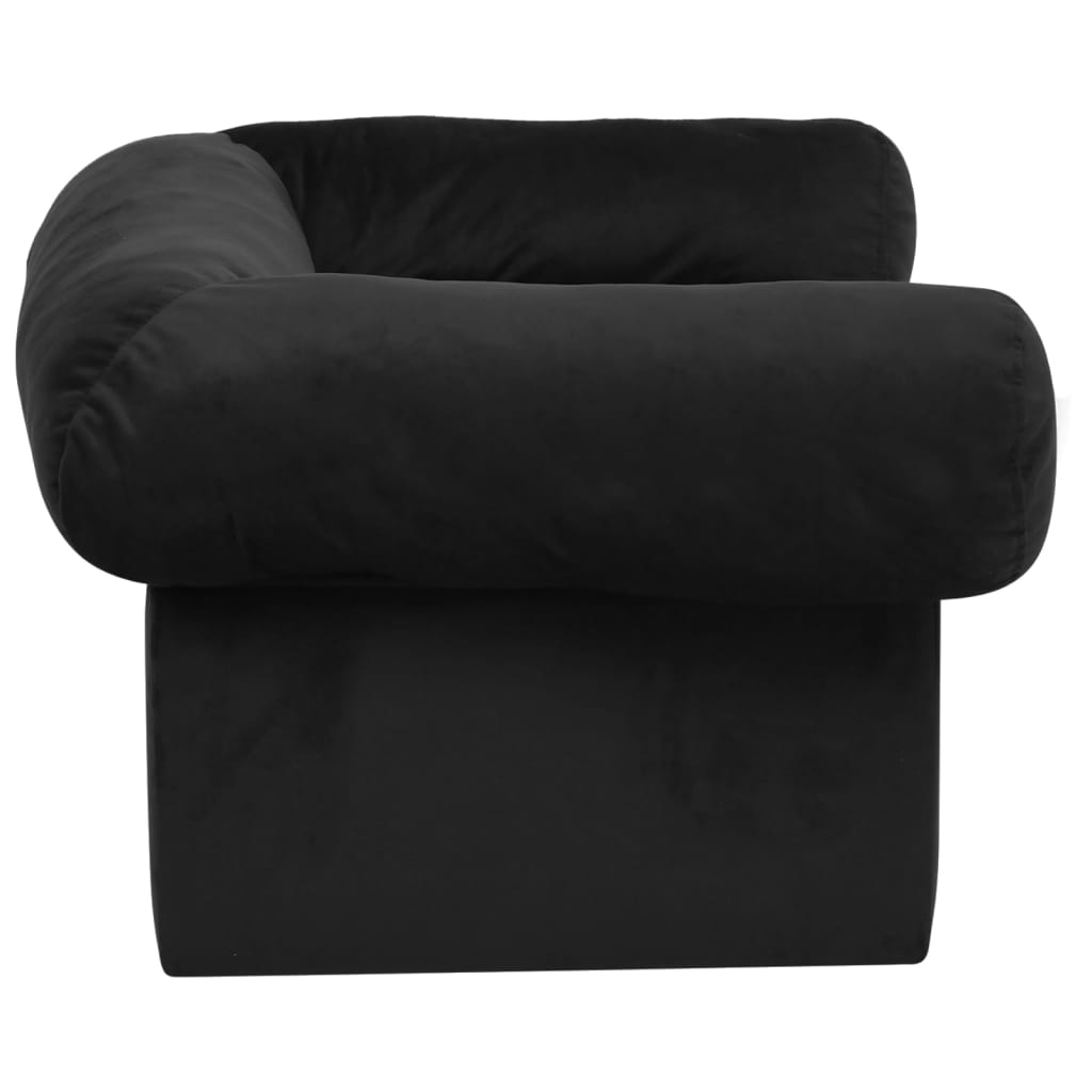 vidaXL Sofá para cães com gaveta 75x50x38 cm pelúcia preto